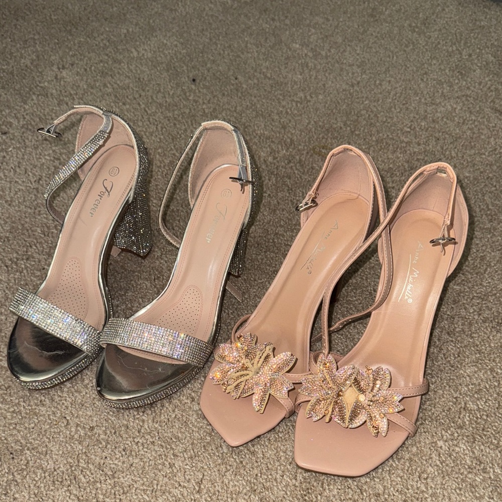 Forever 21 Glittering Silver Heels